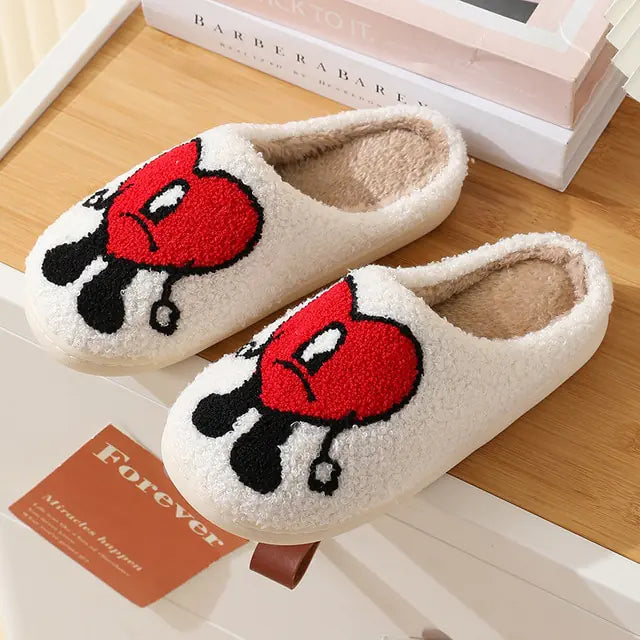 Bad Bunny Fluffy Slippers Women Warm Closed Plush Cotton