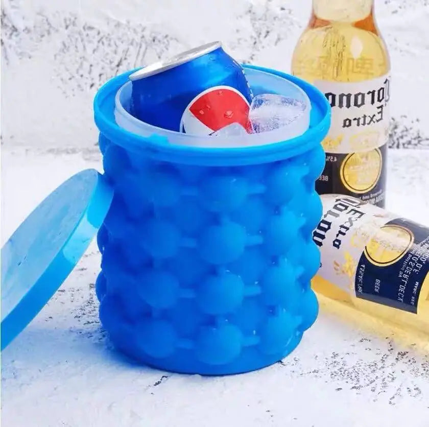 Silicone Mold Ice Cube Tray Maker Portable Bucket