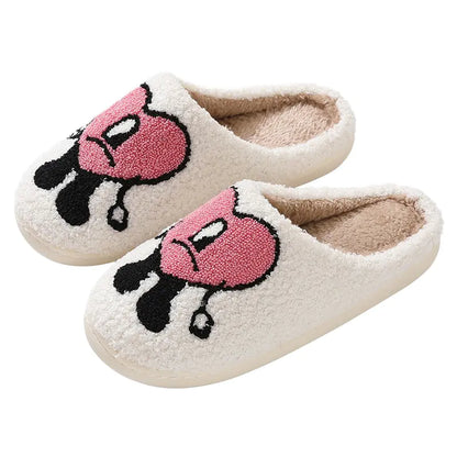 Bad Bunny Fluffy Slippers Women Warm Closed Plush Cotton